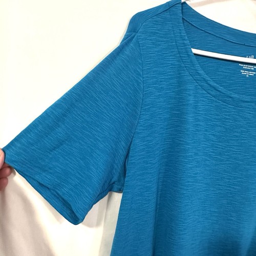J Jill Scoop Neck Tee Pima Cotton Side Slit Size XL Teal Blue Short Sleeve - Bild 2 von 8