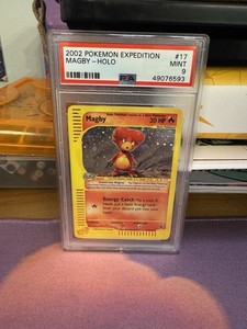 Pokemon 2002 Expedition #17 Magby-Holo Card PSA 9
