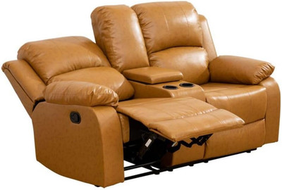 Modern Recycled Leather Reclining Loveseat Sofa for Small Spaces - Ginger