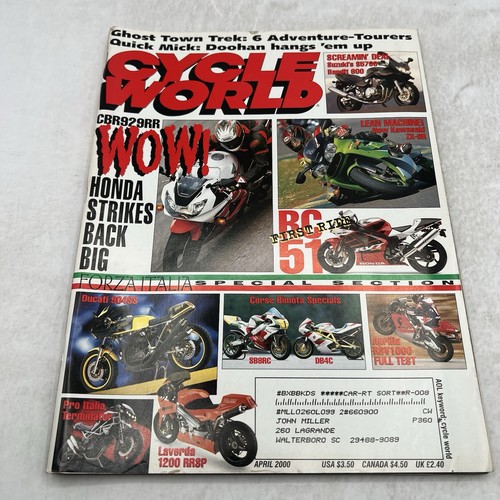 Cycle World Motorcycle Magazine 2000 Lot of 9 Issues Honda Suzukis Yamaha BMW - Picture 6 of 11