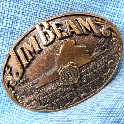 Jim Beam Kentucky Straight Bourbon Whiskey Promo Belt Buckle Vtg 90s LE .TAZ095