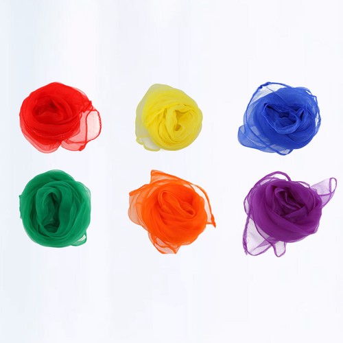 6 PCS Dancing Scarves for Kids Play Scarf Colorful Veil Children Square - Imagen 8 de 12