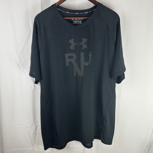 Under Armour Qualifier Tee Glare Short Sleeve Mens Running Top Black Size 3XL