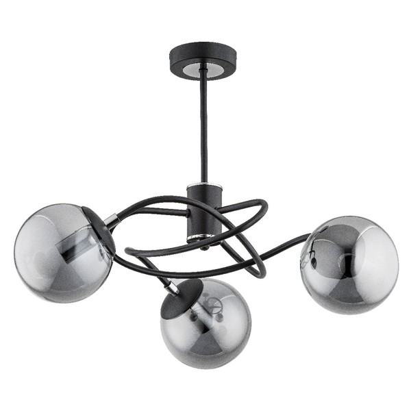 Deckenlampe 3-Flammig Schwarz Rauchglas E14 L:52 Cm Deckenleuchte Schlafzimmer-image