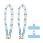 2Pcs Phone Wrist Strap, Braided Flower Lanyard with Tab, Yellow/White/Blue