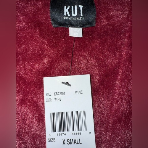 NUOVO CARDIGAN KUT FROM THE KLOTH JANA FUZZY APERTO DAVANTI VINO ROSSO TASCHE TAGLIA XS - Foto 6 di 11