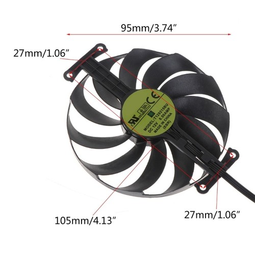 95mm 12V GPU Cooler Fan T129215SU for RTX3060Ti 3070 RX6700XT Graphics Card - Afbeelding 8 van 8
