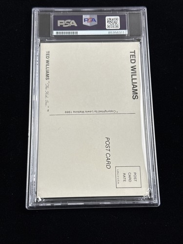 1989 Thumper Ted Williams Signed B Auto PSA GEM MT 10 Postcard Family Collection - Picture 3 of 5