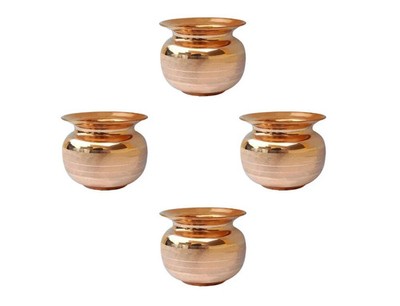 Kupfer 300 ML Kalash Lota Pooja Lota zum Gebet & Surya Namaskar, 4 Stück Gesc...