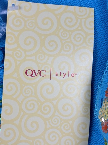 The Quacker Factory Sweater Size Small Button Up NEW Sequins Beach QVC - Picture 13 of 15