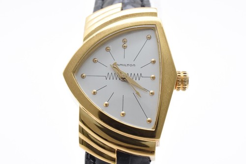 [EXC+5] Orologio Hamilton Ventura H243010 Quarzo Quadrante Bianco Oro GIAPPONE 83 - Foto 1 di 12