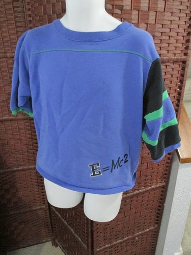 Vintage United Colors Of Benetton Short Sleeve Sweatshirt E = MC2 Cropped M/L - Foto 1 di 7