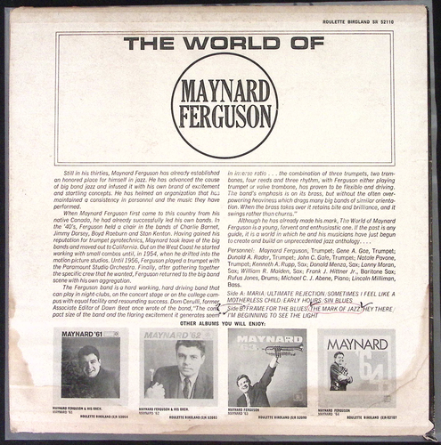 MAYNARD FERGUSON THE WORLD OF MAYNARD FERGUSON ROULETTE VINYL LP 177-56 - Picture 2 of 4