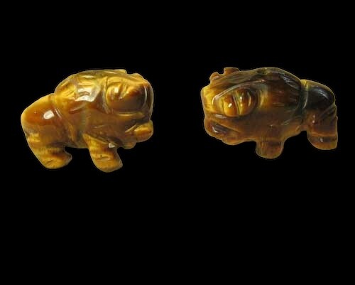 Segen Tigerauge Bison / Büffel Tier Perlen | 21 x 14 x 8 mm | goldbraun - Bild 3 von 12