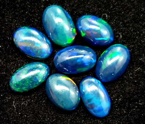 Lotto pietre preziose cabochon fuoco ovale opale etiope nero 100% naturale 14,90 ct - Foto 2 di 4