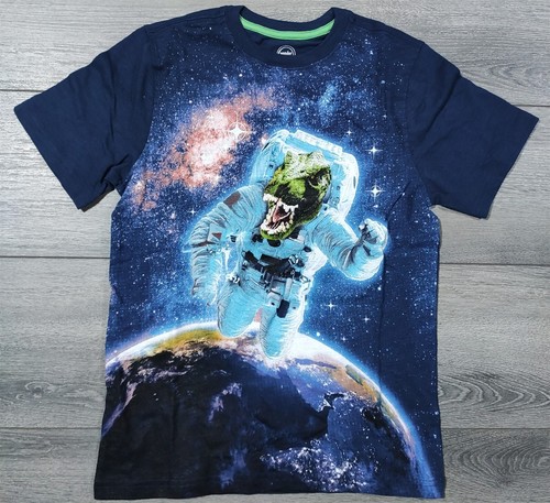Dinosaur Shirt Boys Large 10-12 Astronaut T-Rex Space Galaxy T-Shirt Tee Gift - Picture 1 of 6