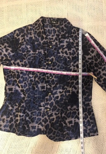 ANALOGY Womens Lightweight Textured Cotton Button jacket Sz M Cheeta Print - Picture 8 of 11