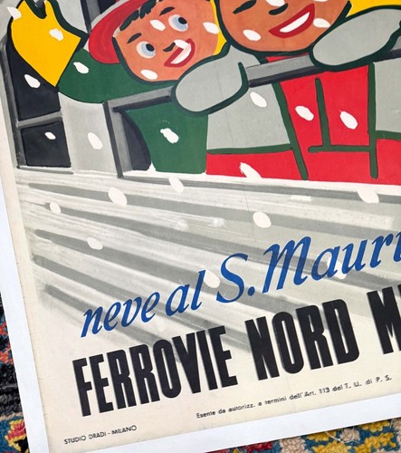 S Maurizio Ferrovie Nord Milano Carlo Dradi AUTHENTIC 1948 ITALIAN ski poster - Picture 5 of 7
