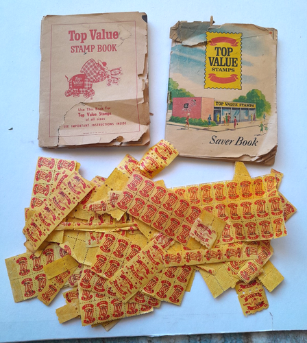Vintage Top Value Trading Stamps = 2 Complete books, over 200 loose - Afbeelding 1 van 10
