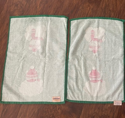 NWOT VTG  Twigbee Santa Bear Christmas Hand Towels Green 100% Cotton Ohio - Picture 2 of 3