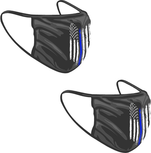 Máscara facial para oficial de policía de línea azul delgada hecha jirones - Imagen 5 de 16