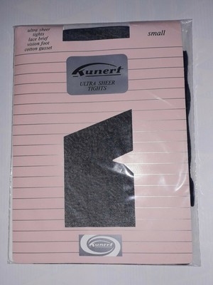 Size Large Kunert ultra sheer plain knit lace brief Navy nylon tights