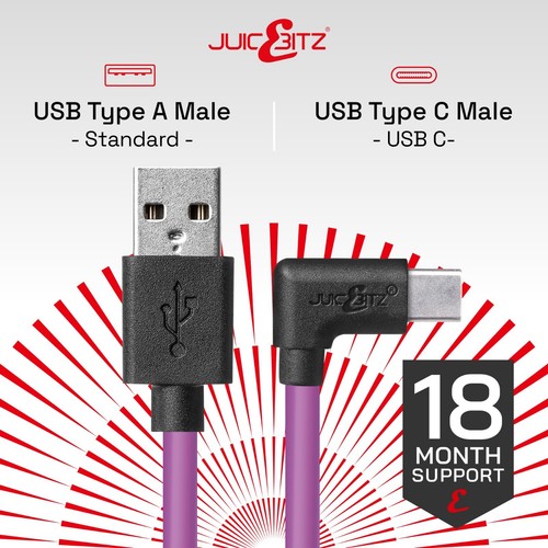 JuicEBitz® HEAVY DUTY 20AWG Typ C USB Prosty kąt SZYBKIE ładowanie danych Przewód - Zdjęcie 68 z 89