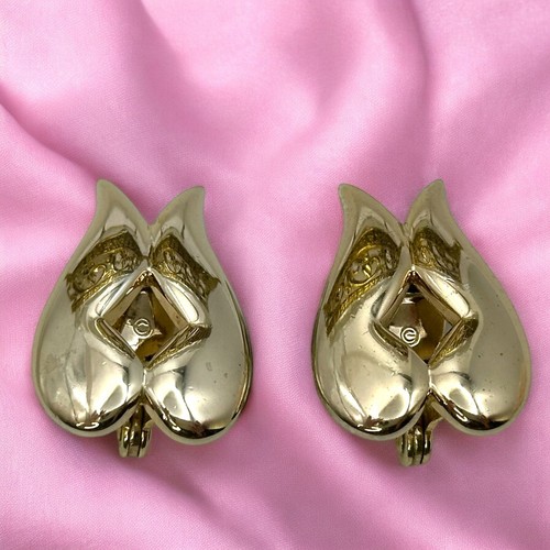 Vintage Monet Patd. Pendientes de clip de arpa dorada elegancia clásica 1955 - Imagen 4 de 10