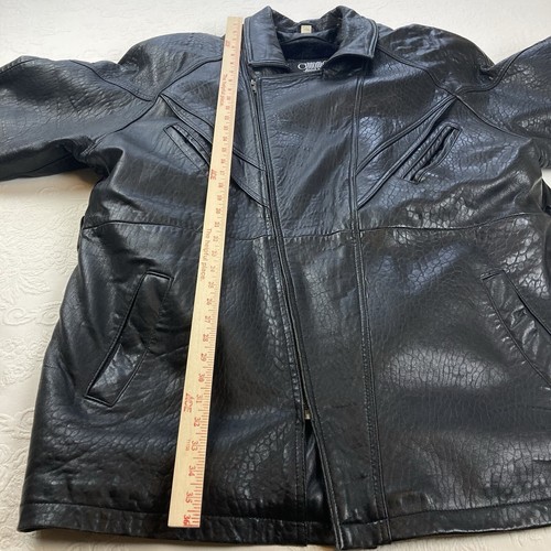Antonio Giovanni Leather Coat Jacket Men 3X Black Faux Fur Zip Lining Dress Up - Picture 17 of 21