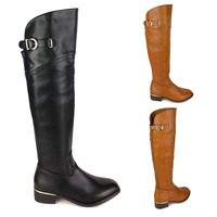 Womens Ladies Flat Low Heel Over The Knee Thigh High Wide Calf Riding Boots Size Womens Ladies Flat Low Heel Over The Knee Thigh High Wide Calf Riding Boots Size