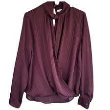 New York Company Burgundy Wrap Blouse - Size L