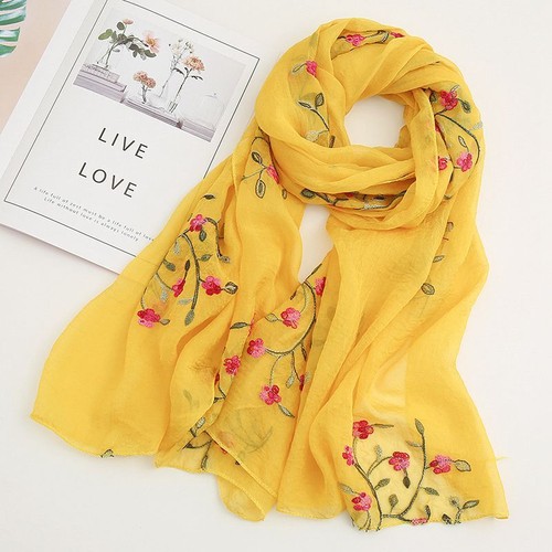 Women's Beach Towel Embroidered Blossom Women Chinese Style Chiffon Miles Peach - Picture 22 of 34