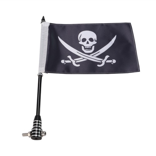 Motorcycle Pirate Skull Flag Flagpole Luggage Rack Mount Universal Fit For Honda - Imagen 5 de 12