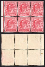 KEVII SG219aw DLR 1d Booklet Pane Wmk Inverted Top m/m Cat 275