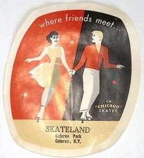 Vintage 1940s Skateland Roller Skating Rink Label CELERON PARK Celeron NY   Z