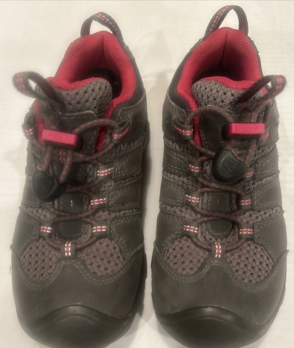 KEEN Koven Low Waterproof Hiking Shoes Gray/Pink Big Kid US