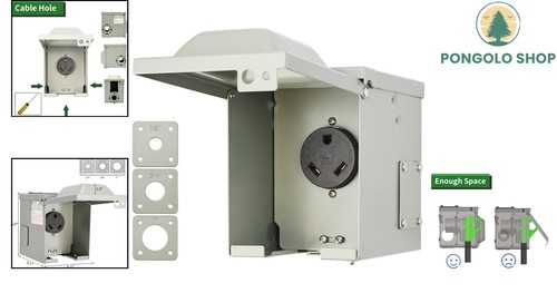 30 Amp Lockable Weatherproof RV Power Outlet Box for Outdoor Use - ETL Listed - Picture 2 of 8