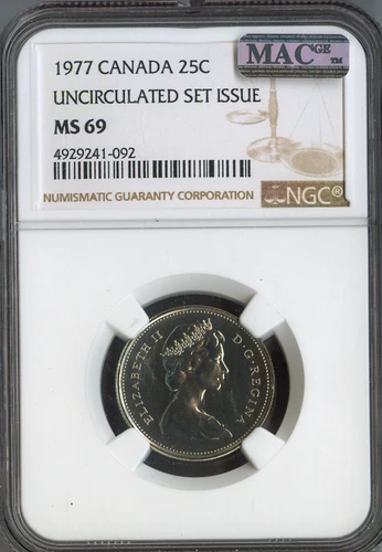 1977 Canada 25 Cents 25C NGC MS69 UNC SET - Quality Auction