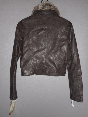 J2 Faux Leather Dark Brown Zip Front Jacket Junior Women's XS NWT - Picture 4 of 7