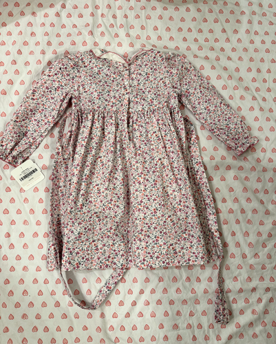 Petit Bebe Ivory with pink Floral pattern - Sash back dress 4T - Picture 3 of 3