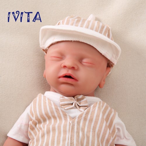 18'' IVITA Eyes Closed Silicone Reborn Baby Boy Silicone Doll Birthday Gift - Picture 3 of 10