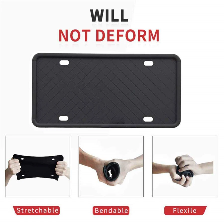 2X Soporte protector de silicona para marco de matrícula de coche soporte de montaje delantero trasero Foto 4 de 4