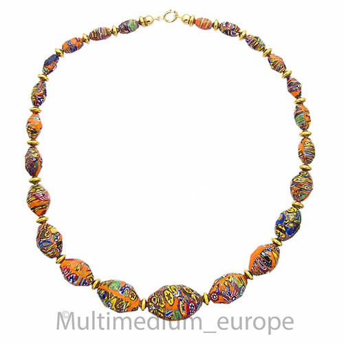 Collar de cadena de cristal de Murano Art Deco facetado necklace millefiori - Imagen 4 de 5