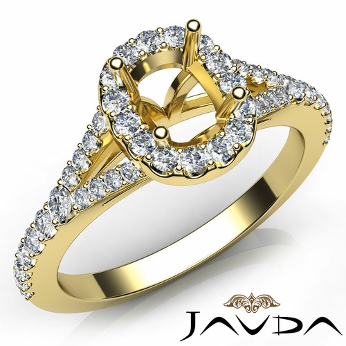 Halo Pave Cushion Split-Shank Setting Semi Mount Diamond Engagement Ring 0.50Ct. - Picture 2 of 29