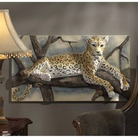 The Leopards Lair Wall Sculpture African Jungle Predator Lounging In Serengeti The Leopards Lair Wall Sculpture African Jungle Predator Lounging In Serengeti
