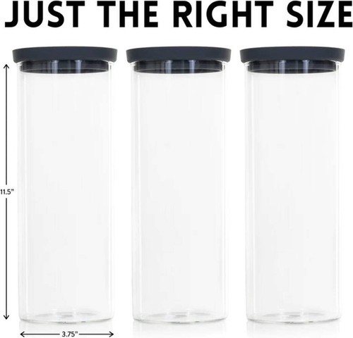 Airtight Borosilicate Glass Food Canisters Set of 3 - Picture 3 of 3