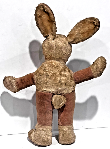 ANTIKER PLÜSCHHASE HASE IN HOSE - GLASAUGEN - MUSS GEREINIGT WERDEN - Bild 4 von 5