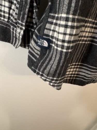 The North Face Brushed Cotton Flannel Plaid Black White Tartan Shirt L - Bild 5 von 8