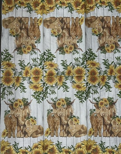 TWO Individual Dinner Decoupage Art Craft Fall Napkins Highland cow- sunflowers - Picture 6 of 7