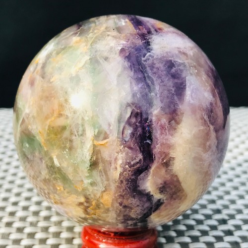 453G Natural Purple Fluorite Ball Quartz Crystal Therapy Ball Reiki Stone - Picture 17 of 22